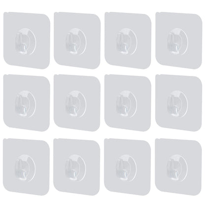 12 Pack Clear Self Adhesive Hooks Transparent Sticky Towel Hook Wall Hangers