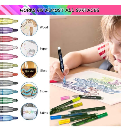 12 Colors Outline Marker Pens