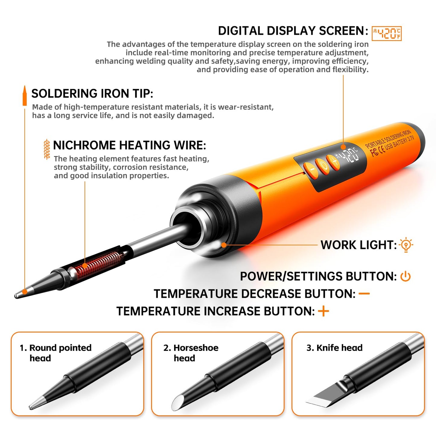 Cordless USB Rechargeable Portable Soldering Iron