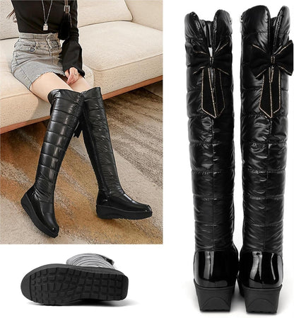 Over the Knee Black Waterproof  Snow Boots for Women