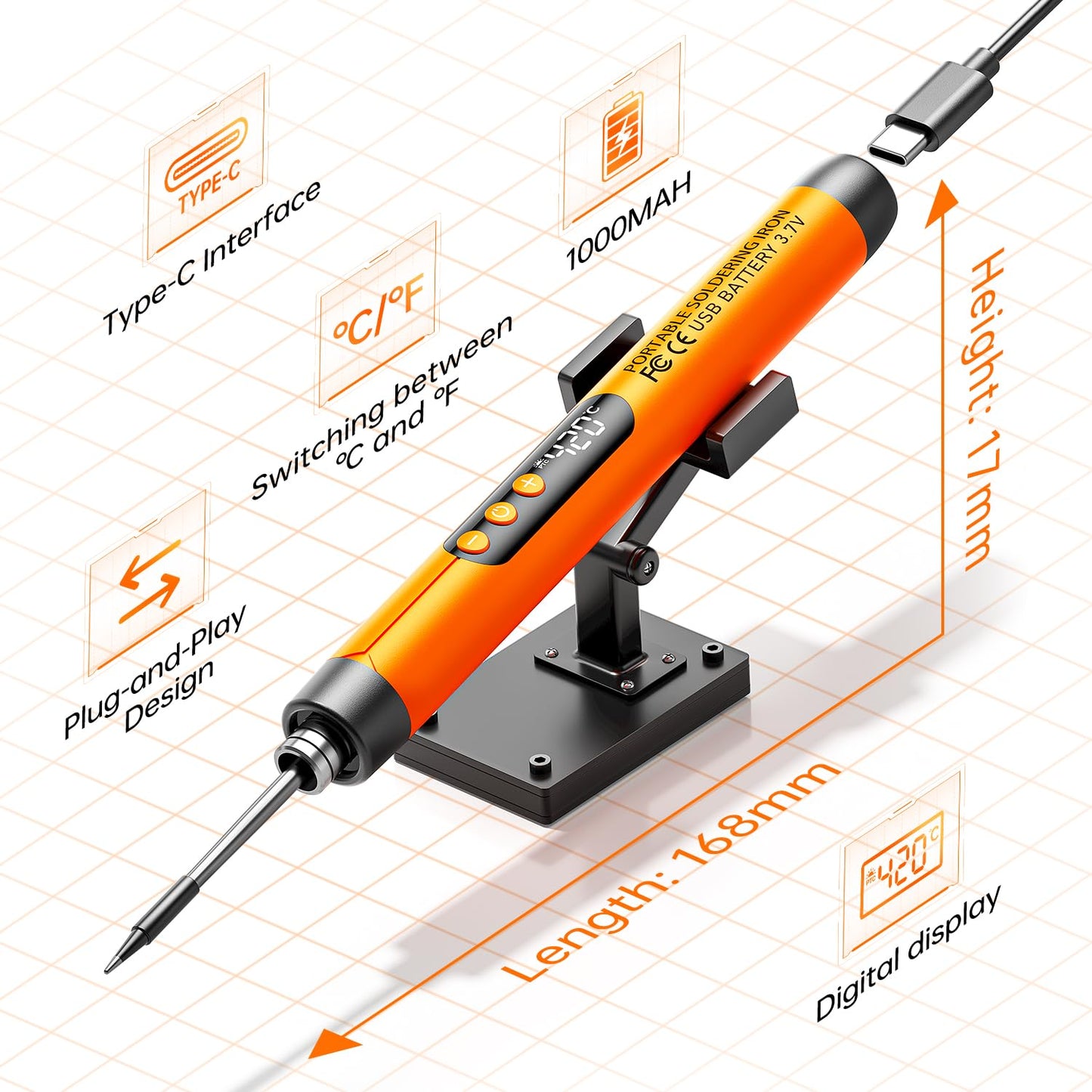 Cordless USB Rechargeable Portable Soldering Iron