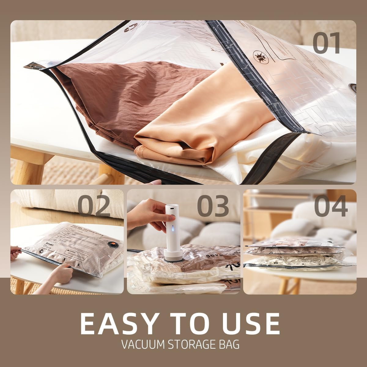 9 Pack Vacuum Storage Bags for Travel with Wireless Air Pump