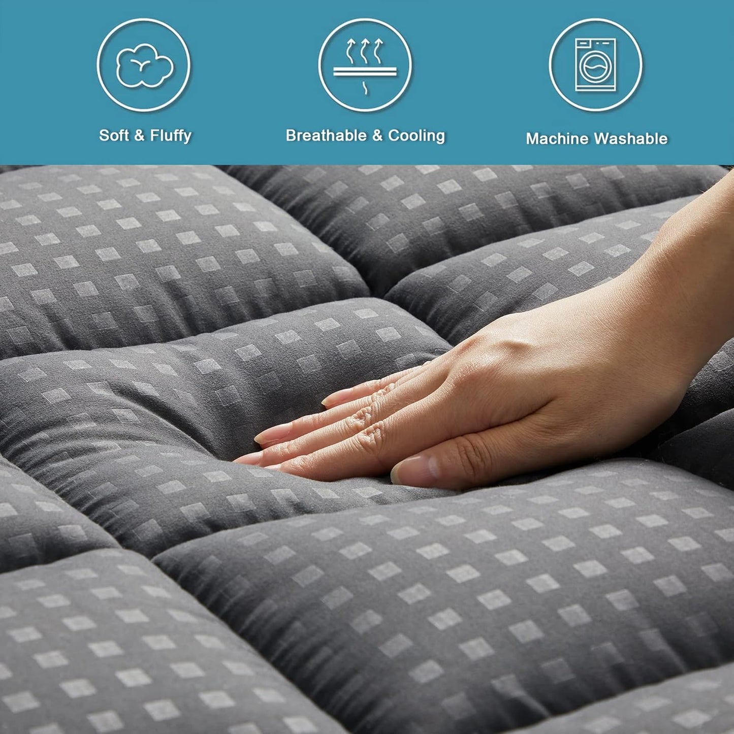 Full Mattress Pad Quilted Fitted Mattress Protector Cooling Pillow Top Mattress Cover