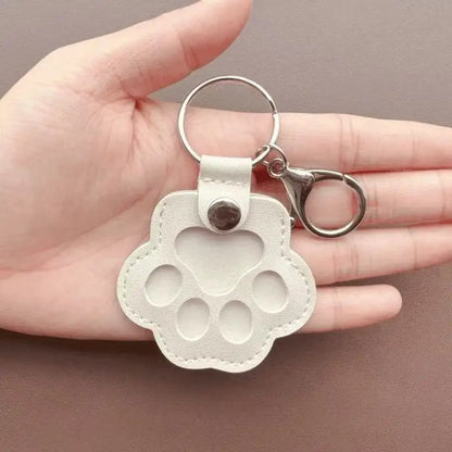 Memorial Leather Pet Hair Storage Bag Cat Paw Keychain