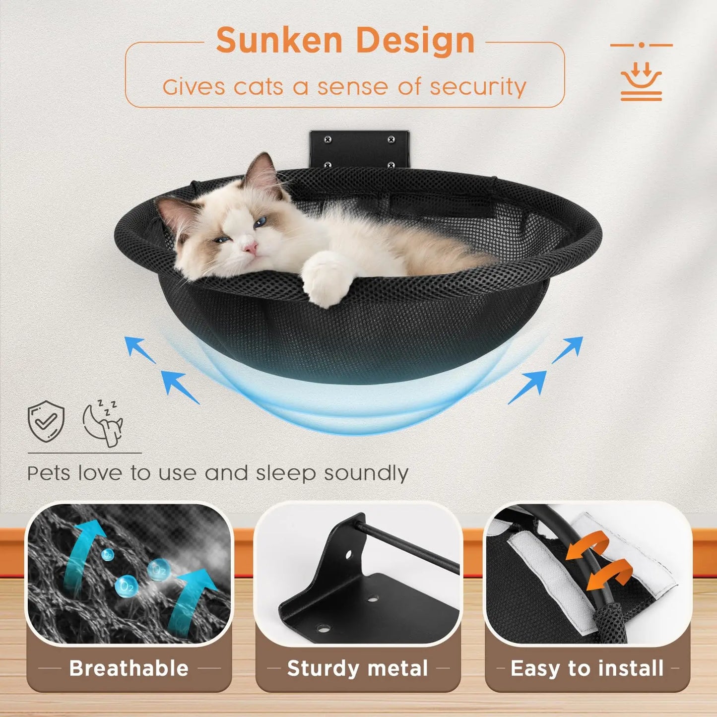 Wall Mounted Cat Hammock Foldable Beds