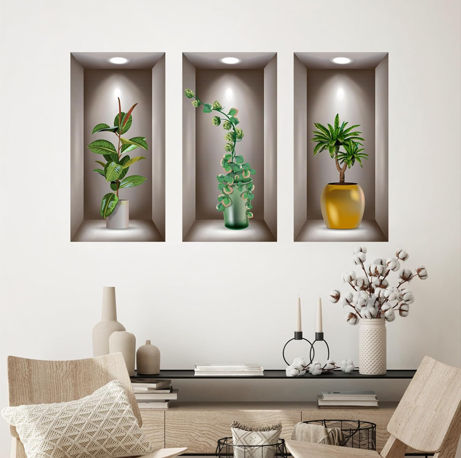3D Potted Plants Wall Stickers