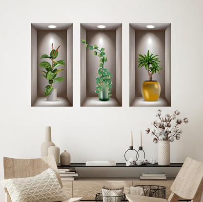 3D Potted Plants Wall Stickers