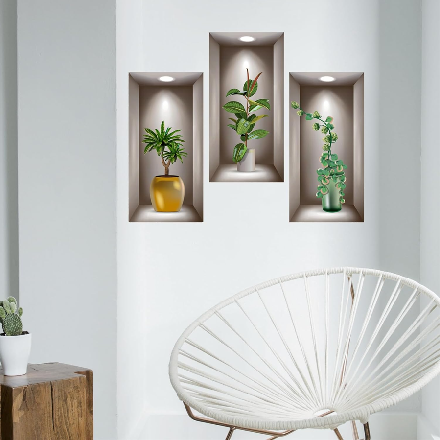 3D Potted Plants Wall Stickers