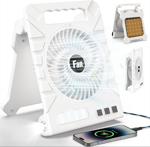 Portable Solar Rechargeable Fan