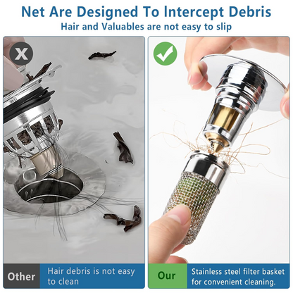 Bathroom Sink Stopper with Filter Basket